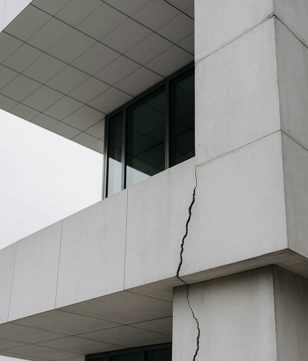 Close-up of a cracked concrete wall symbolizing early warning signs of unsustainable business scaling.